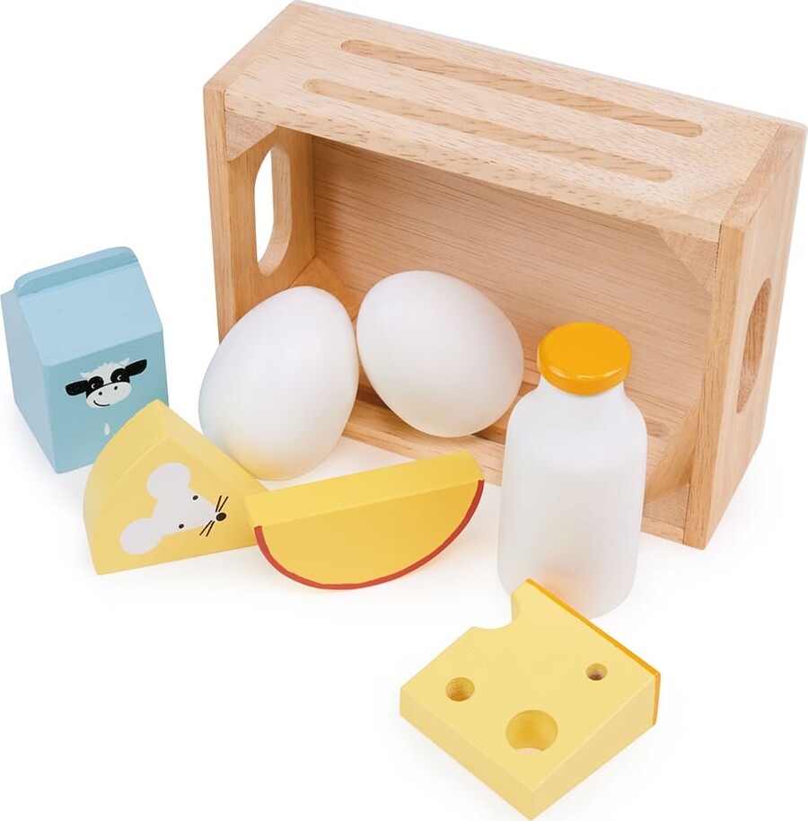 Legemad I Træ - Mejeriprodukter Med Kasse - Mentari