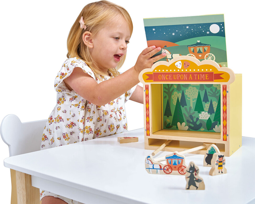 Mentari - Lille Dukketeater Med Træfigurer