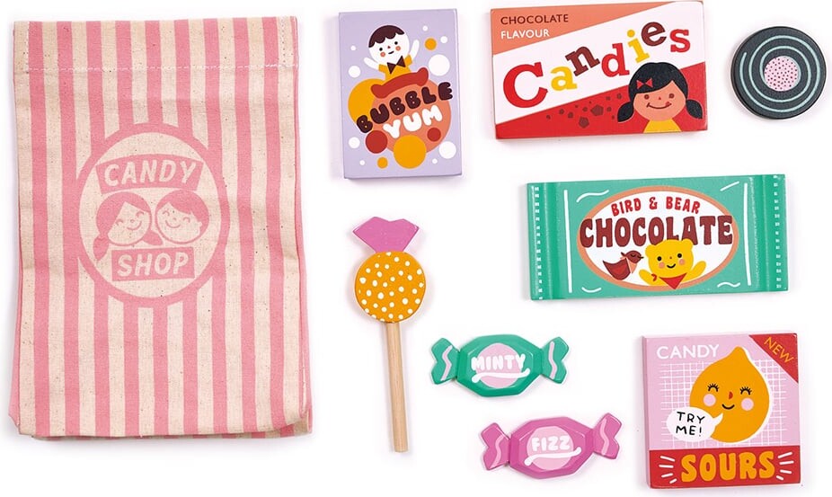 Legemad I Træ - Slikpose Med Slik - Mentari