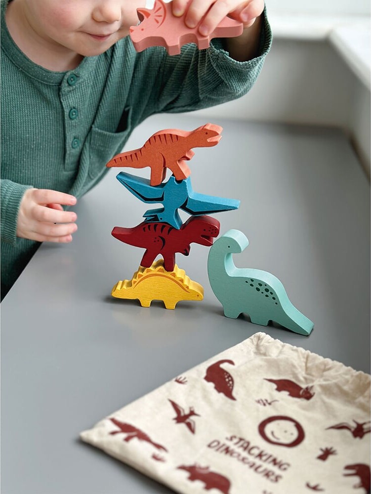 Stablelegetøj I Træ - Dinosaurer - Mentari