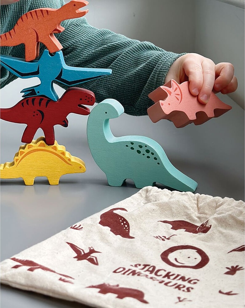 Stablelegetøj I Træ - Dinosaurer - Mentari