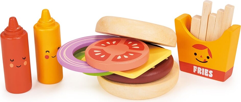 Legemad I Træ - Burger Sæt - Mentari
