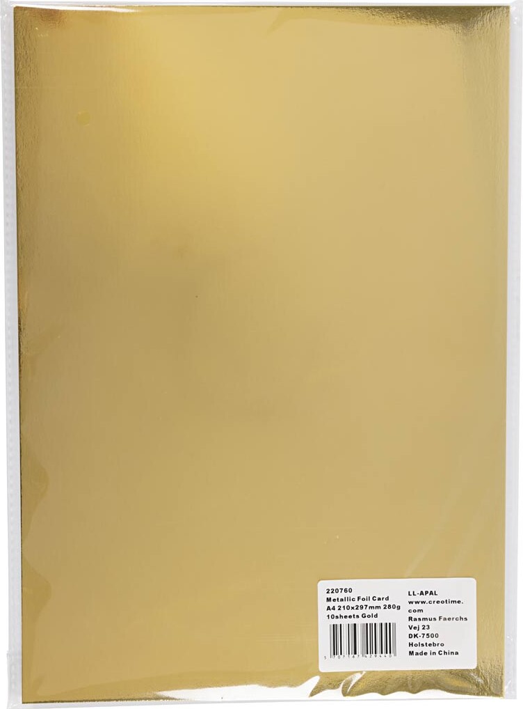 Metalkarton - A4 - 280 G - Guld - 10 Ark