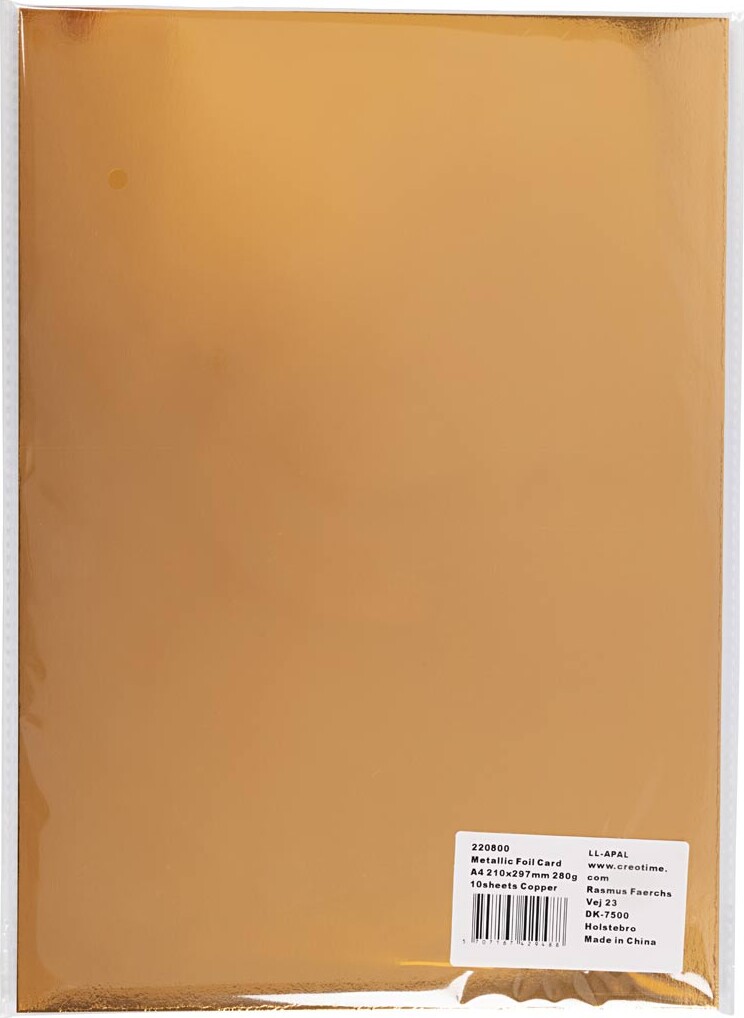 Metalkarton - A4 - 210X297 Mm - 280 G - Kobber - 10 Ark