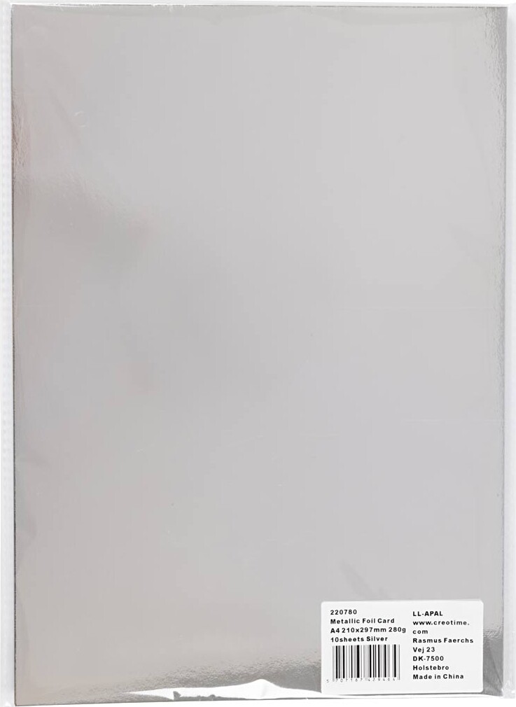 Metalkarton - A4 - 210X297 Mm - 280 G - Sølv - 10 Ark