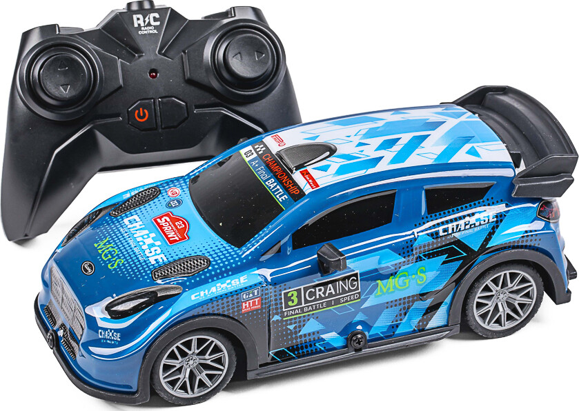 Tec-Toy - Mgs Chase - Rc Fjernstyret Bil Med Lys - 15 Kmt - Blå