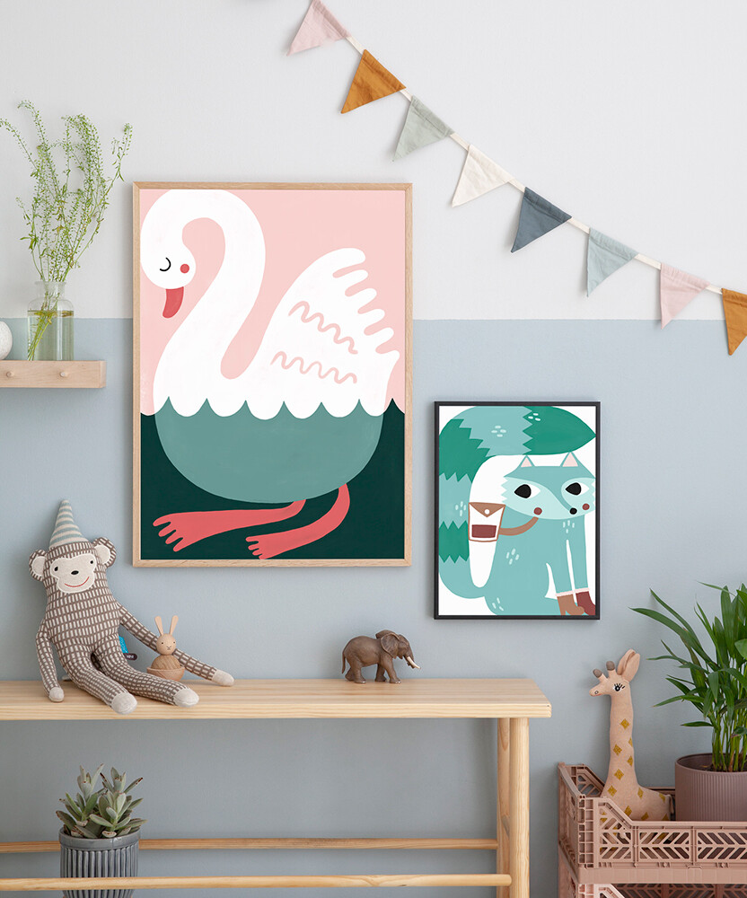 Michelle Carlslund - Plakat - 30X40 Cm - Svømmende Svane