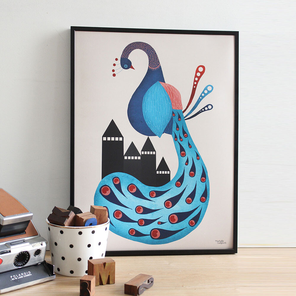 Michelle Carlslund - Plakat - 50X70 Cm - Påfugl