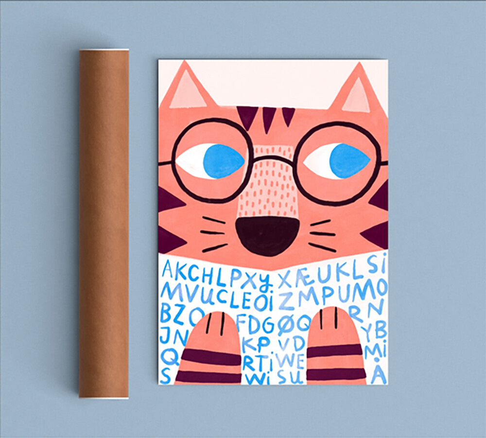 Michelle Carlslund - Plakat - 50X70 Cm - Læsende Tiger