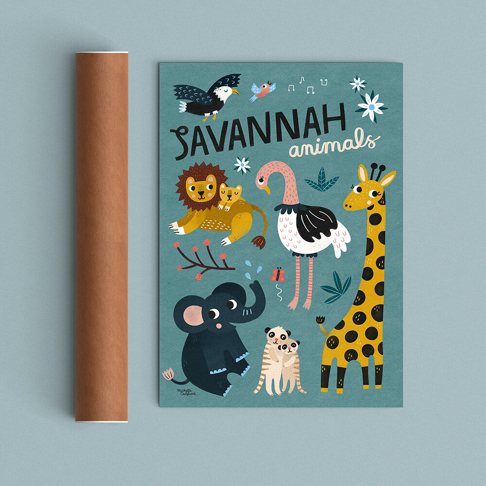Michelle Carlslund - Plakat - 50X70 Cm - Savannah Animals
