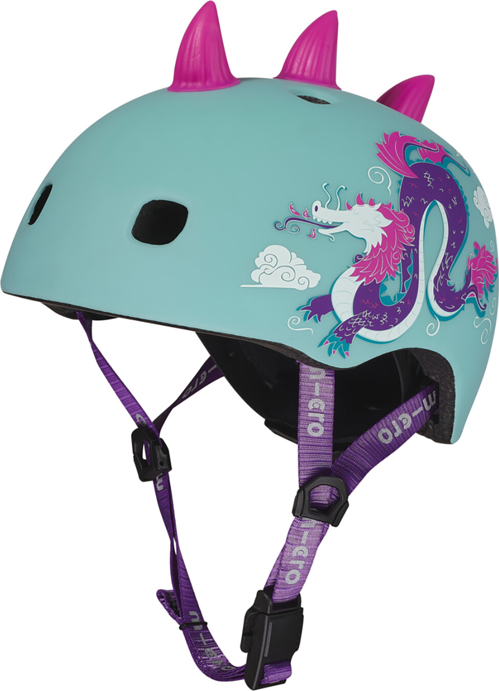 Micro - Cykelhjelm Til Børn - Medium 52-56 Cm - 3D Drage - Blå