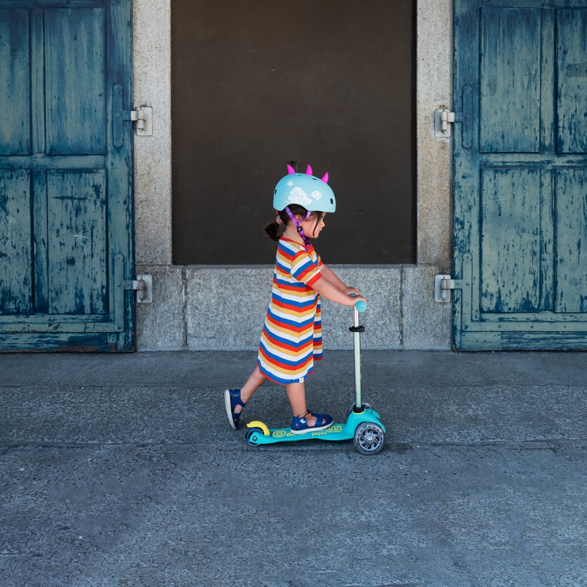 Micro - Cykelhjelm Til Børn - Small 48-53 Cm - 3D Drage - Turkisblå