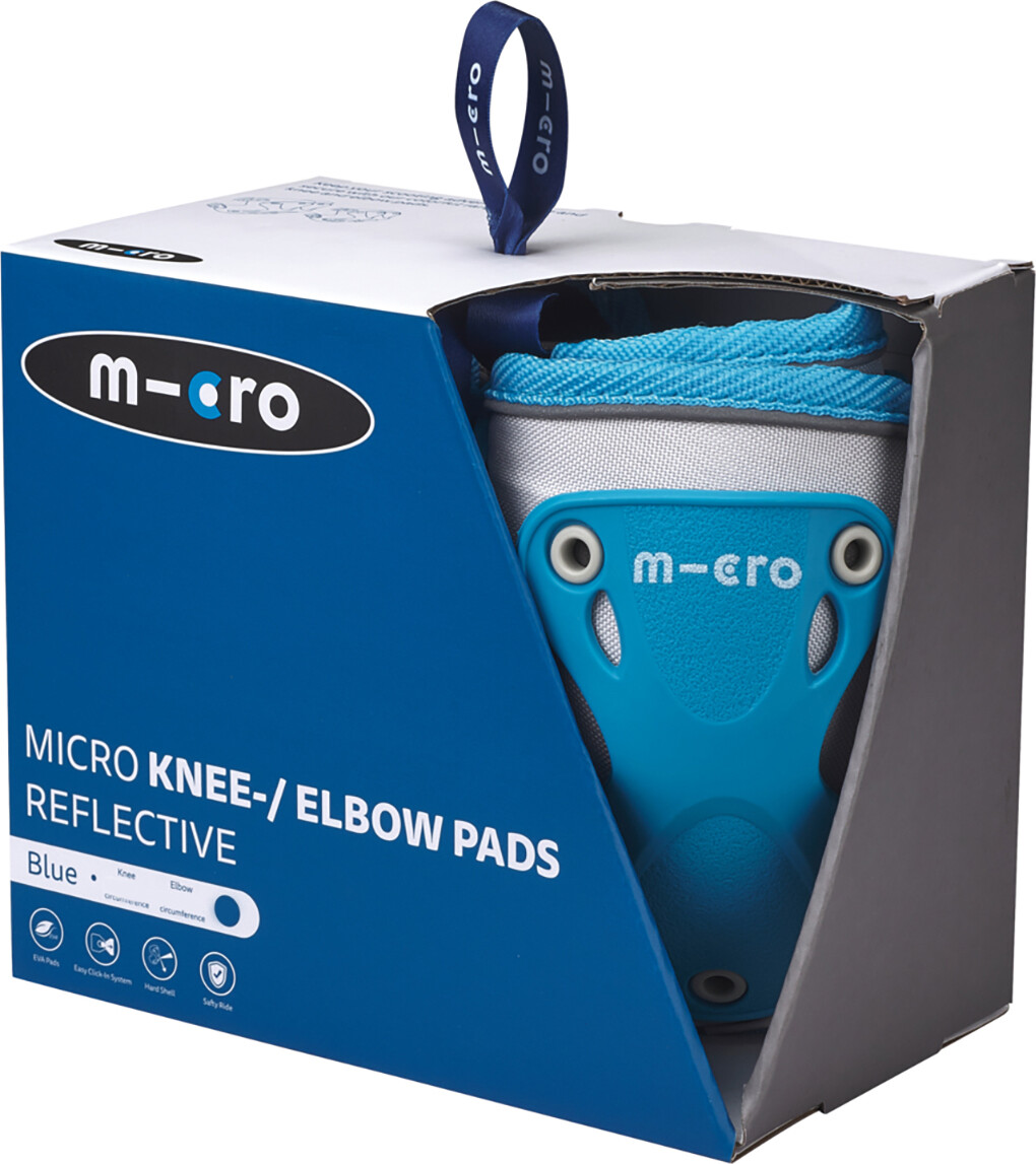 Micro - Knæ- Og Albuebeskyttere - Børn - Refleks - M - Blå