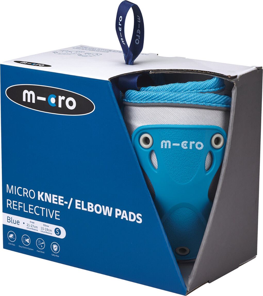 Micro - Knæ- Og Albuebeskyttere - Børn - Refleks - S - Blå