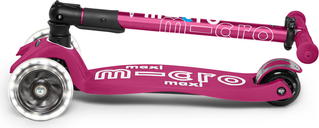 Micro - Maxi Deluxe Led Foldbar - Berry Red - Trehjulet Løbehjul