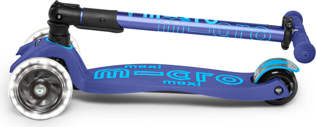 Micro - Maxi Deluxe Led Foldbar - Navy - Trehjulet Løbehjul