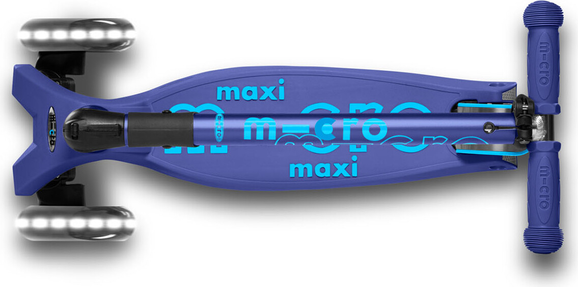 Micro - Maxi Deluxe Led Foldbar - Navy - Trehjulet Løbehjul