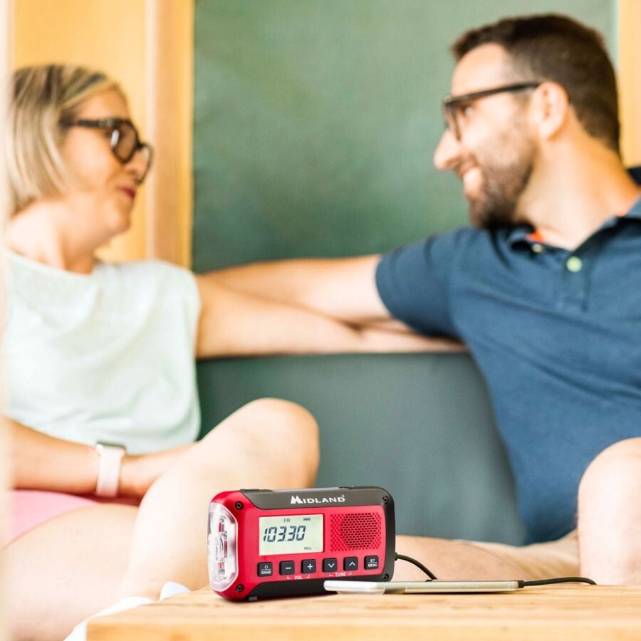 Nødradio - Håndsving Og Solcelle - Med Powerbank - Bluetooth