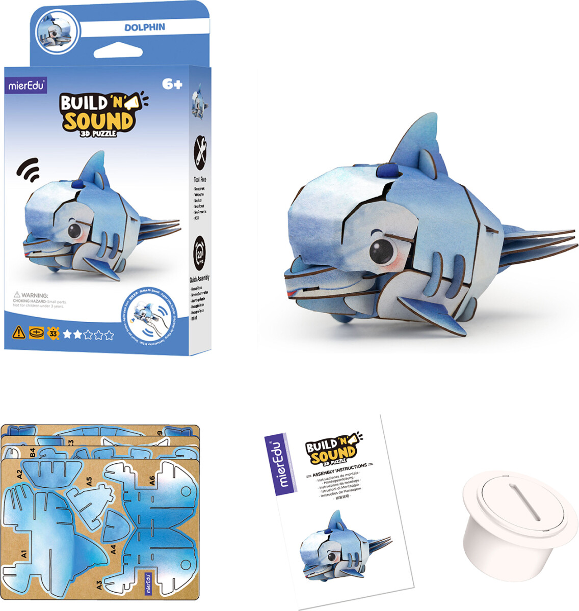 Mieredu - Dolphin - Build N Sound 3D Puzzle - Delfin