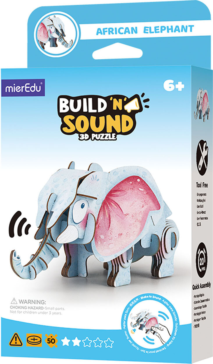 Mieredu - African Elephant - Build N Sound 3D Puzzle - Elefant