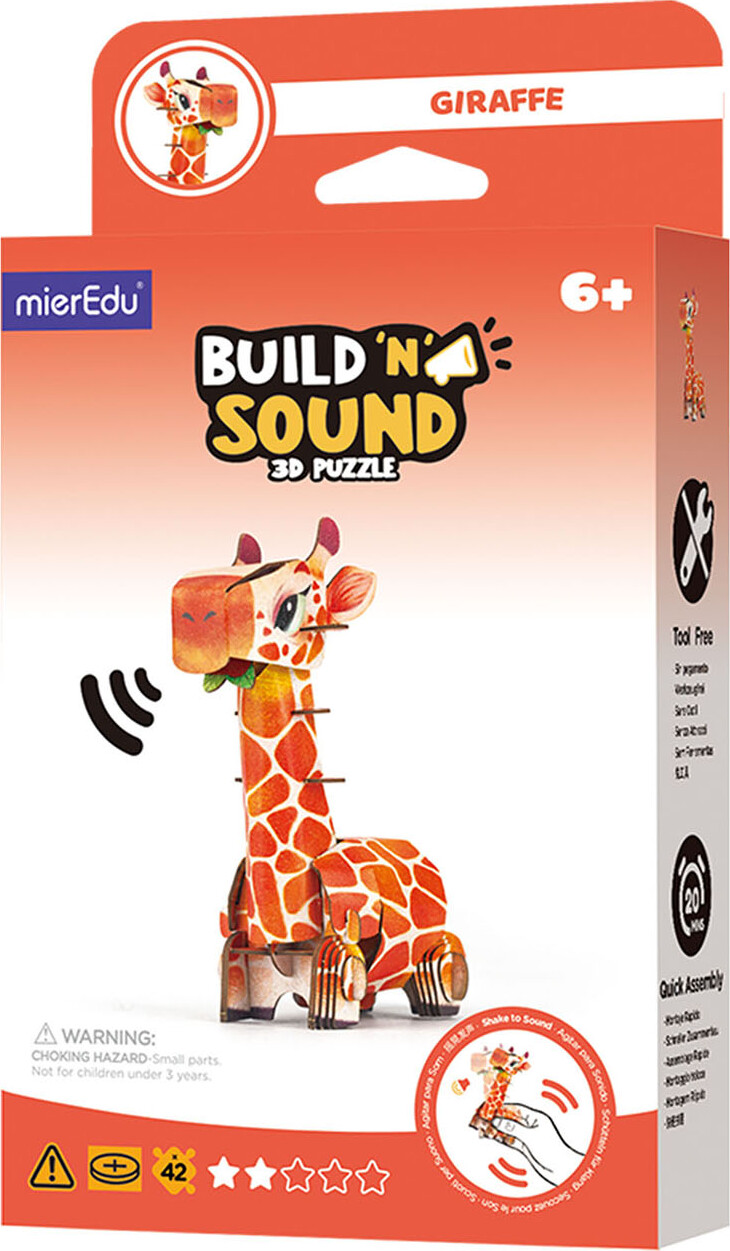 Mieredu - Giraffe - Build N Sound 3D Puzzle - Giraf