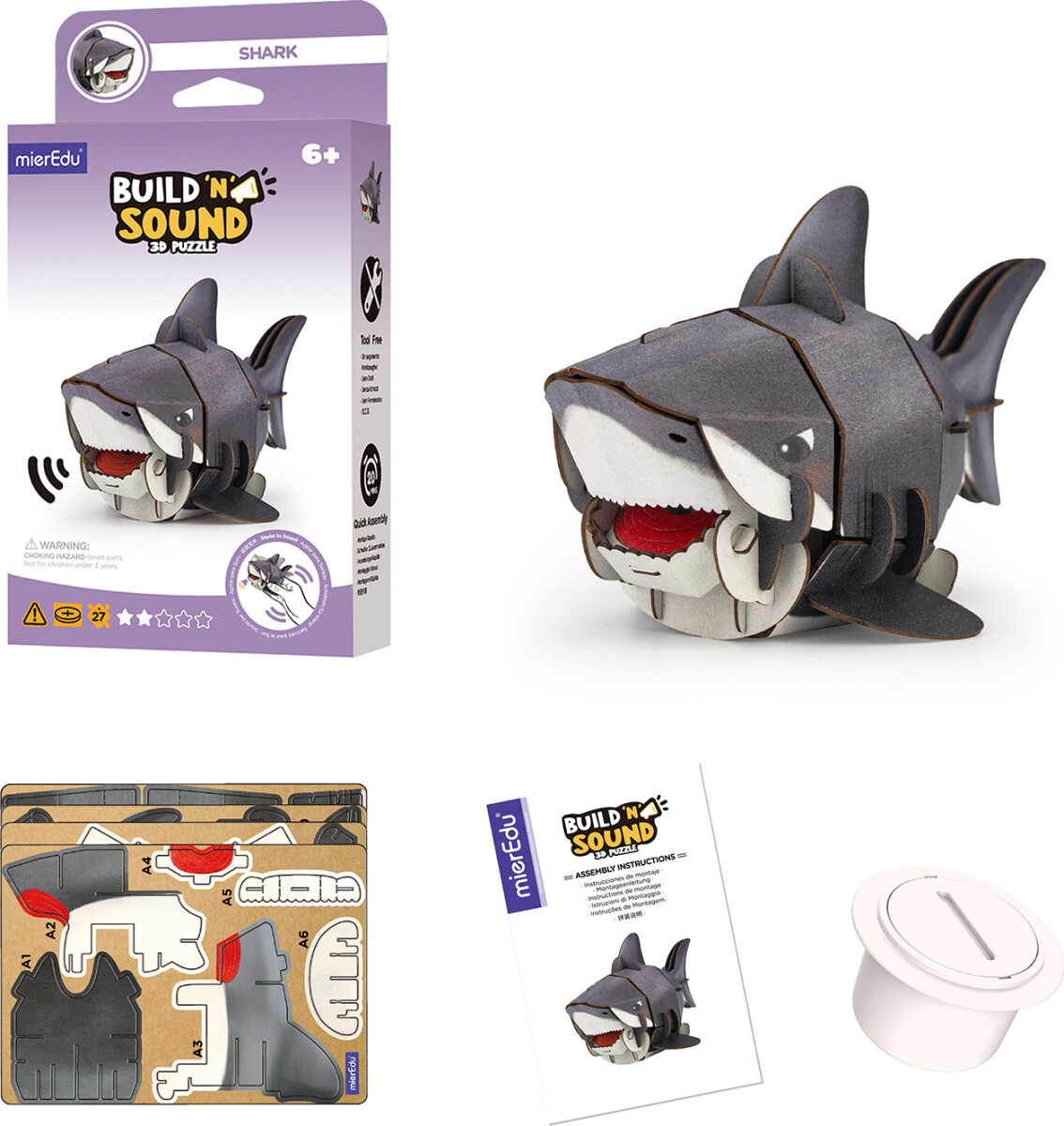 Mieredu - Shark - Build N Sound 3D Puzzle - Haj