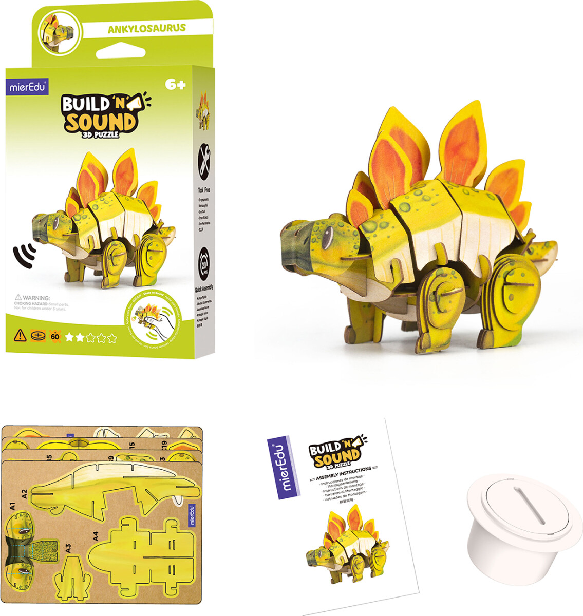 Mieredu - Ankylosaurus - Build N Sound 3D Puzzle - Stegosaurus