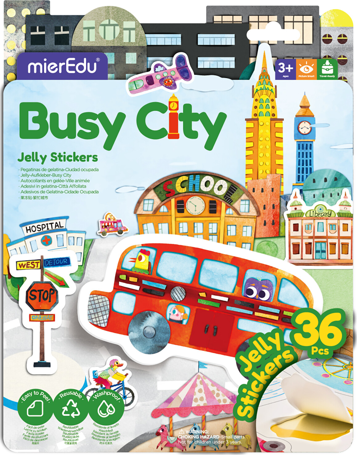Mieredu - Jelly Stickers 36 Stk - Flytbare - Storbyen