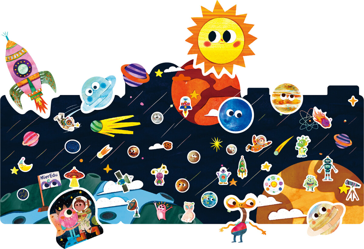 Mieredu - Jelly Stickers 38 Stk - Flytbare - Astronaut