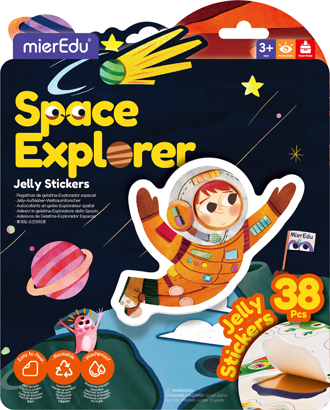 Mieredu - Jelly Stickers 38 Stk - Flytbare - Astronaut