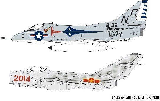 Airfix - Mig-17F Fresco Douglas A-4B Fly Byggesæt - Dogfight Doubles - 1
