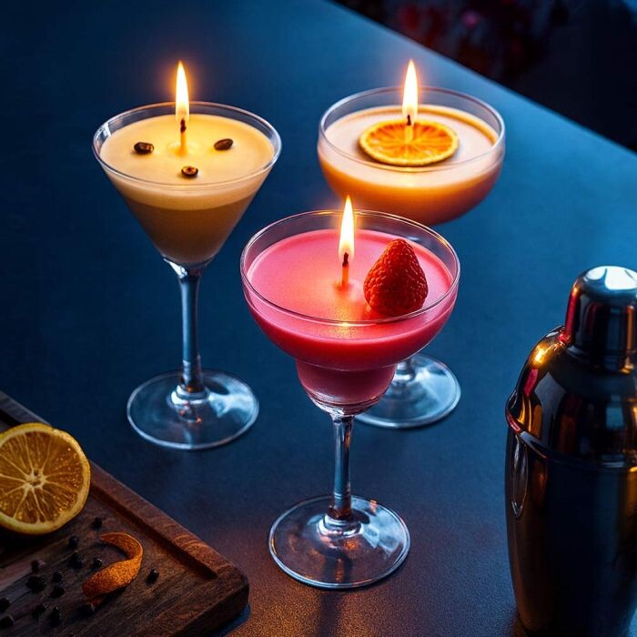 Stearinlys Sæt - Cocktails - 3 Stk - 25 Timer - Mikamax
