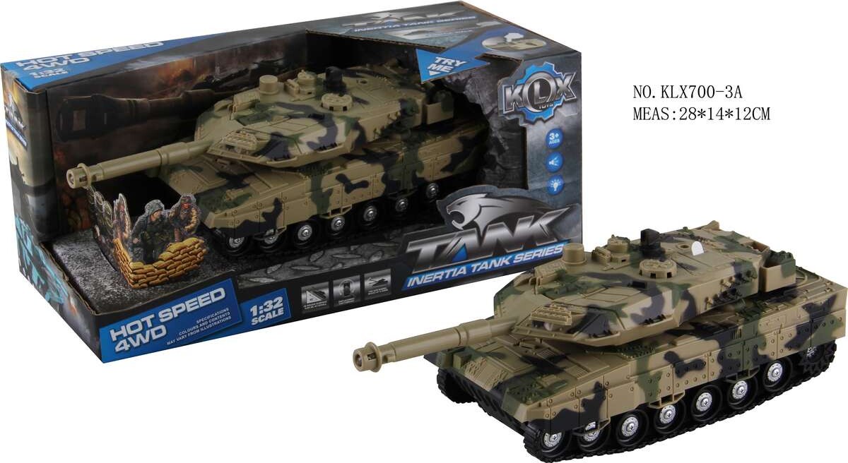 Military Tank Wfriction Light Sound Try-Me - Klx Toys