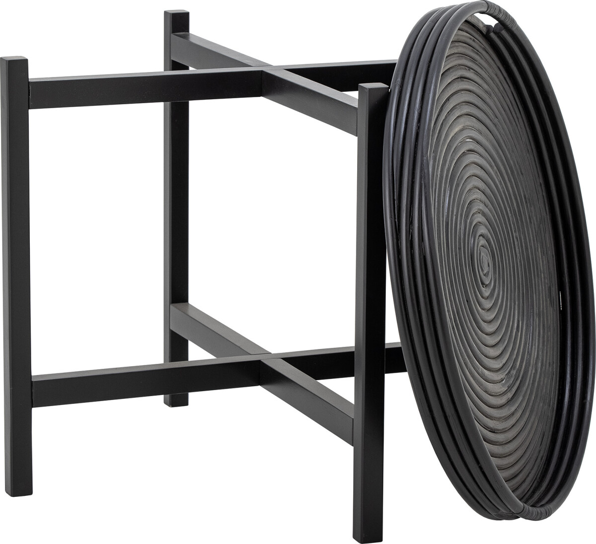 Bloomingville - Milli Bakkebord - Sort - Rattan - Rundt