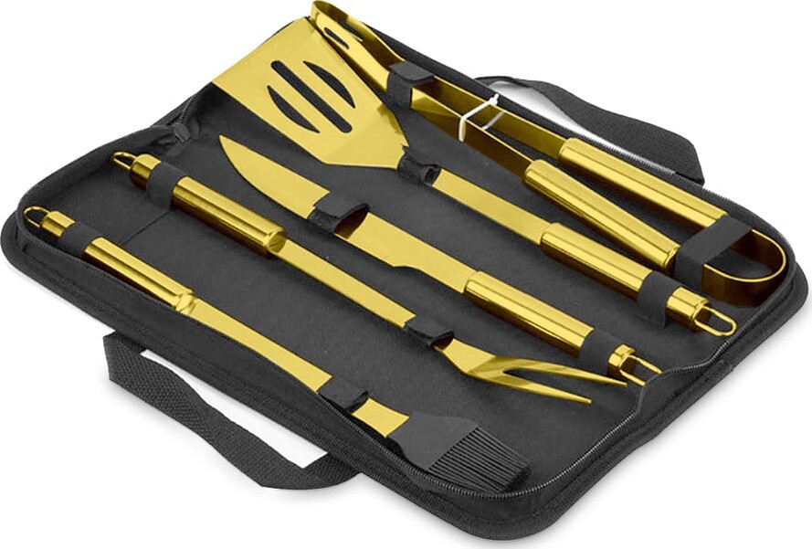 Grill Sæt I Sort Rejsetaske - Guld
