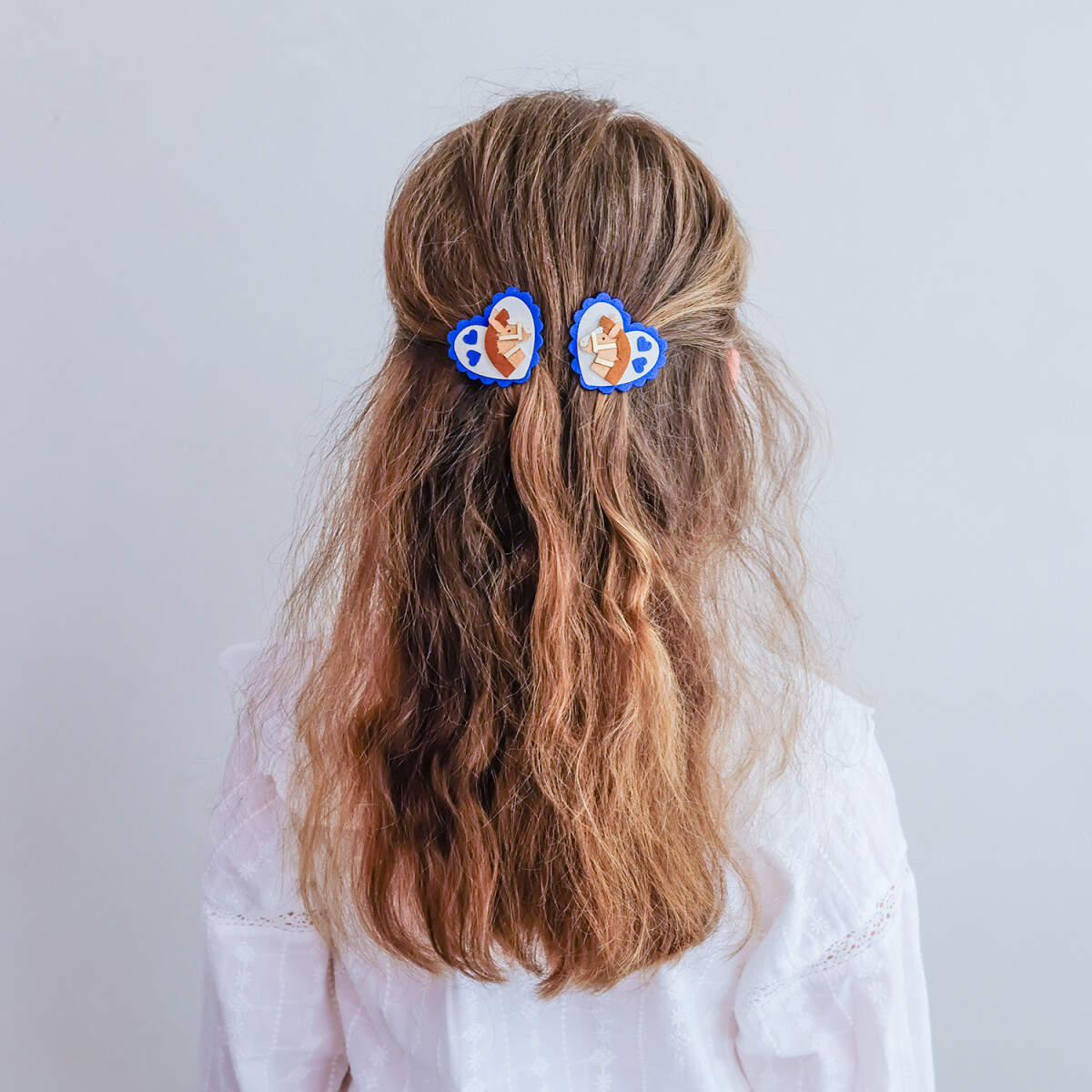 Mimi Lula - 2 Hårclips - Large Scalloped Heart Show Pony
