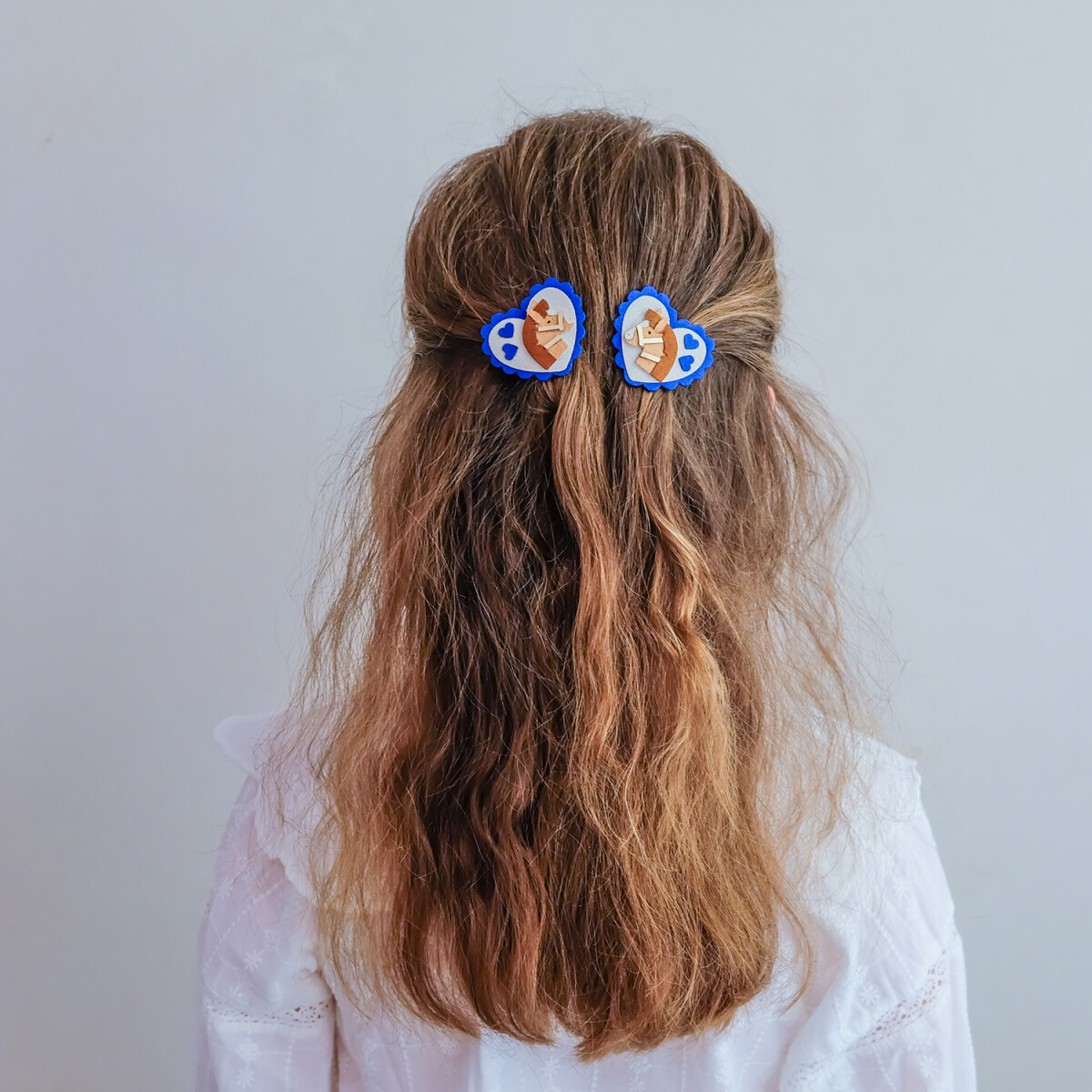 Mimi Lula - 2 Hårclips - Large Scalloped Heart Show Pony