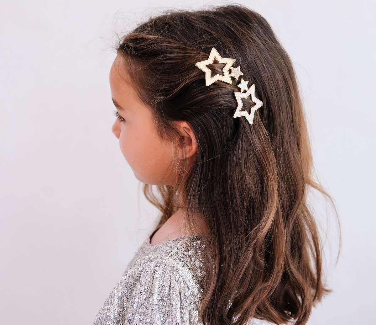 Mimi Lula - 2 Snap Hårspænder - Large Super Sparkle Star
