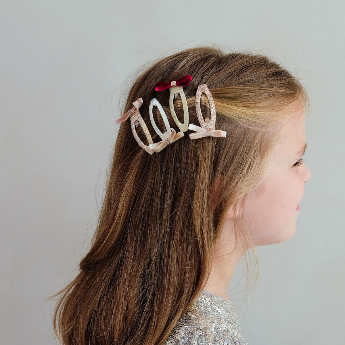 Mimi Lula - 4 Hårspænder - Skinny Velvet Bow