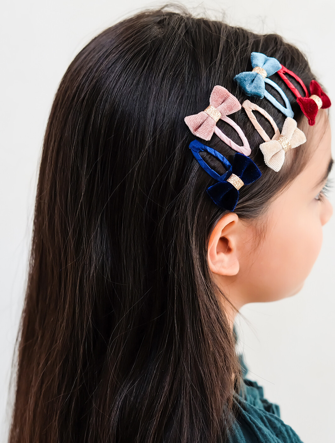Mimi Lula - 5 Hårspænder - Mini Tinkerbell Velvet Bow