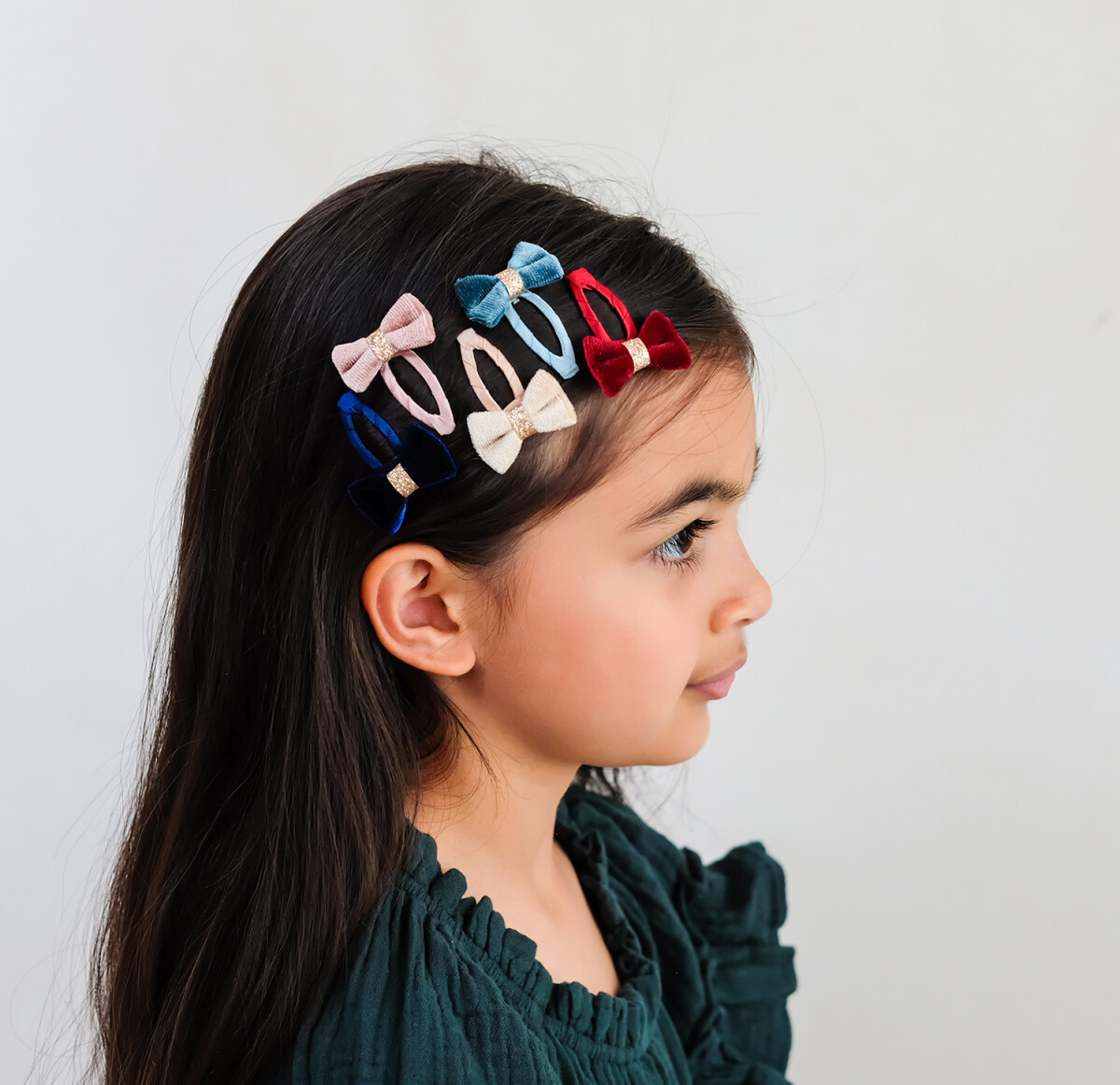 Mimi Lula - 5 Hårspænder - Mini Tinkerbell Velvet Bow