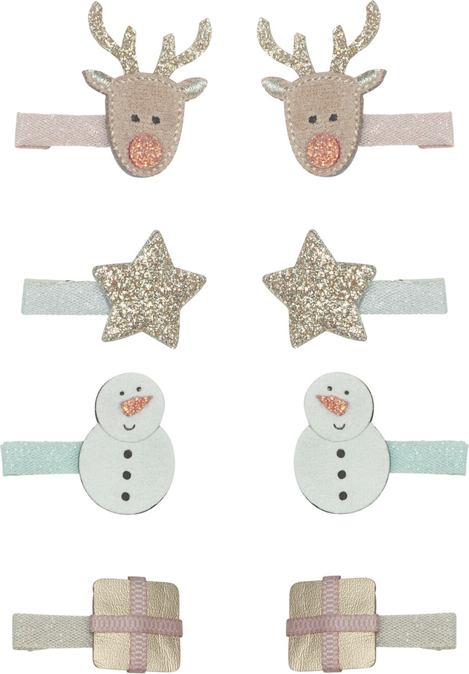 Hårclips Til Børn - Mini Rensdyr Jul - Mimi Lula - 8 Stk