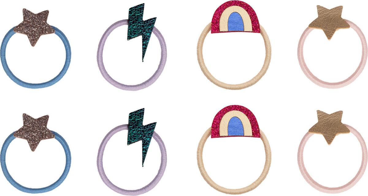 8 Hårelastikker Til Børn - Regnbue Dansende Dronning - Mimi Lula