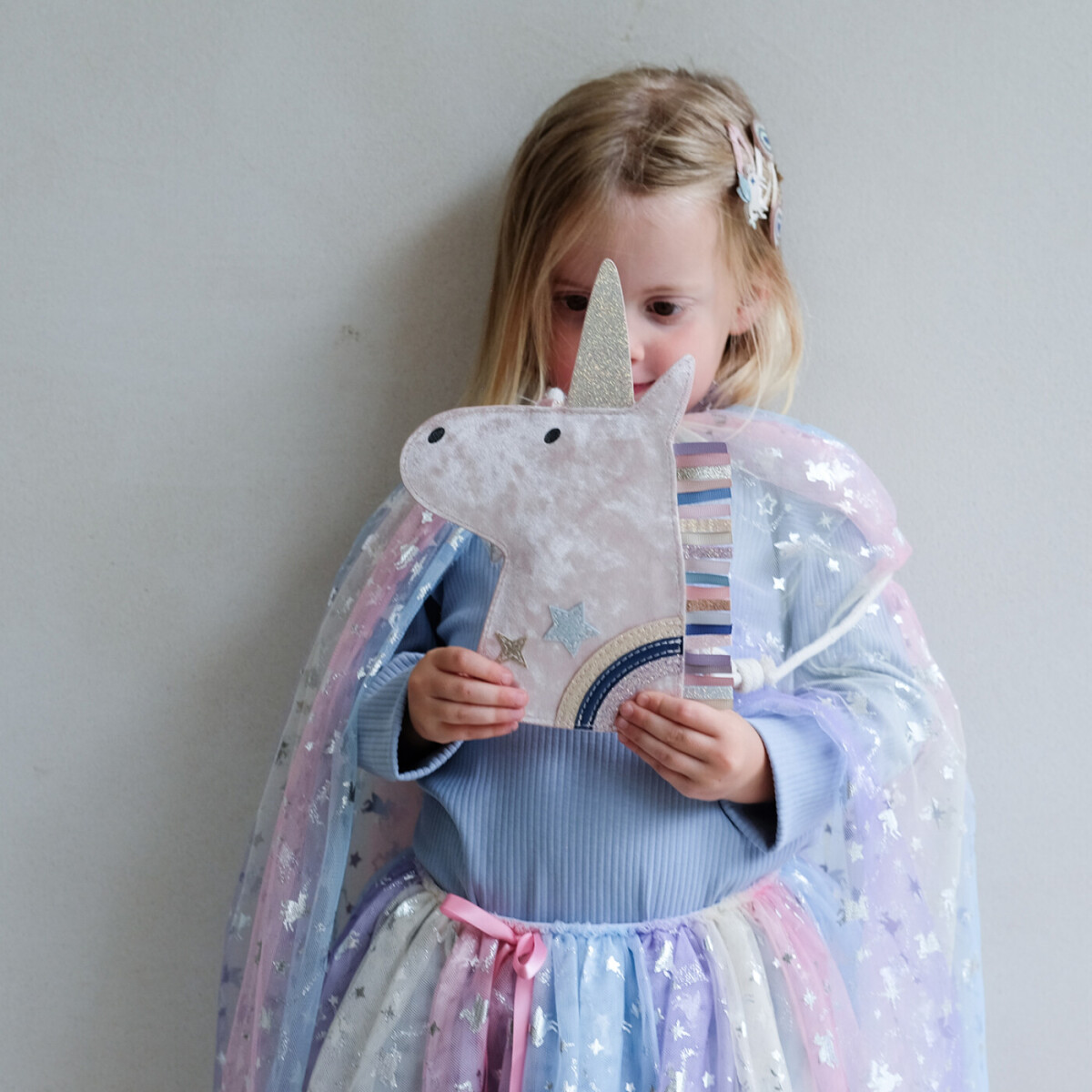 Taske Med Rem Til Børn - Enhjørning Velour Pastel - Mimi Lula