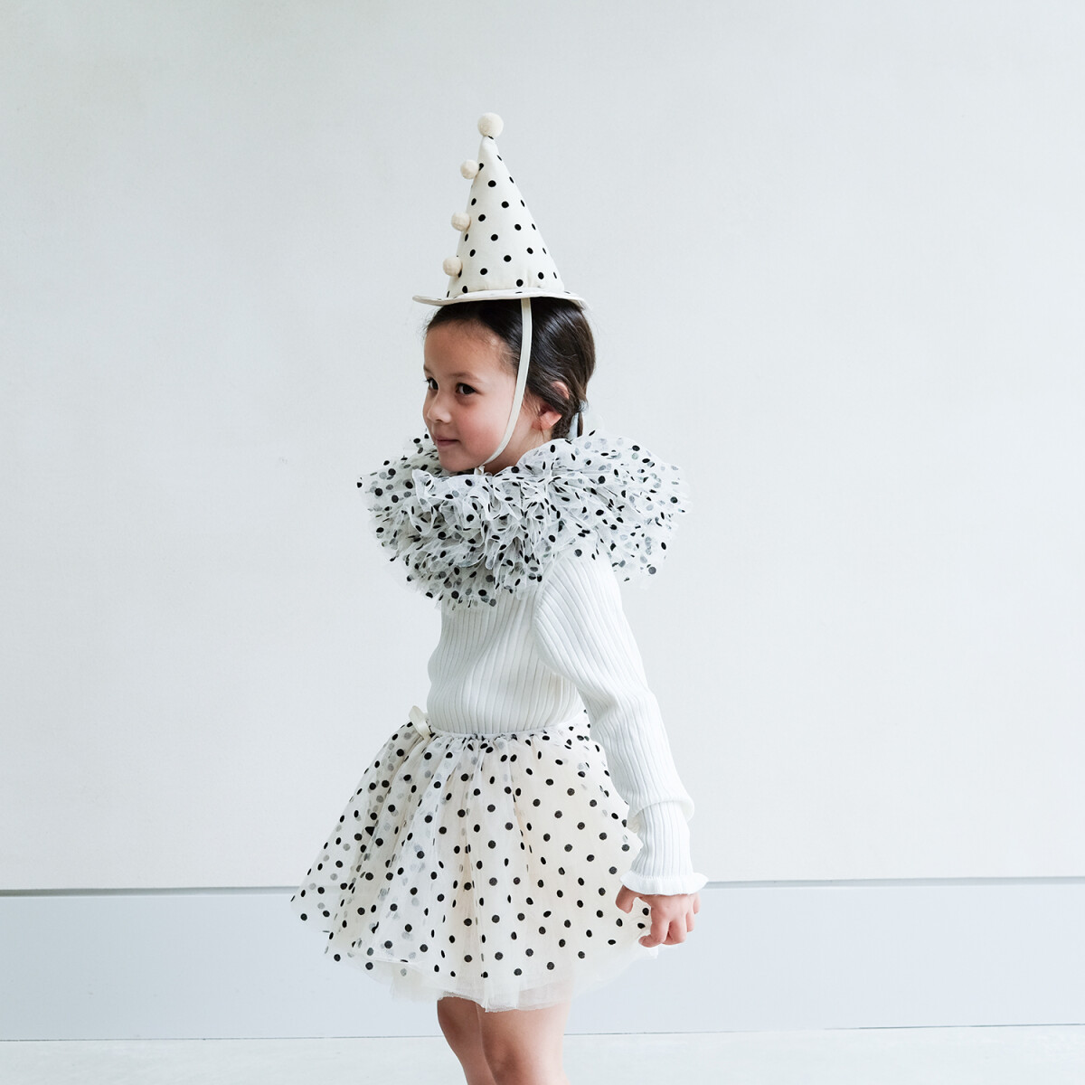 Klovnehat Og Sjal Sæt Til Børn - Polkaprikket - Mimi Lula