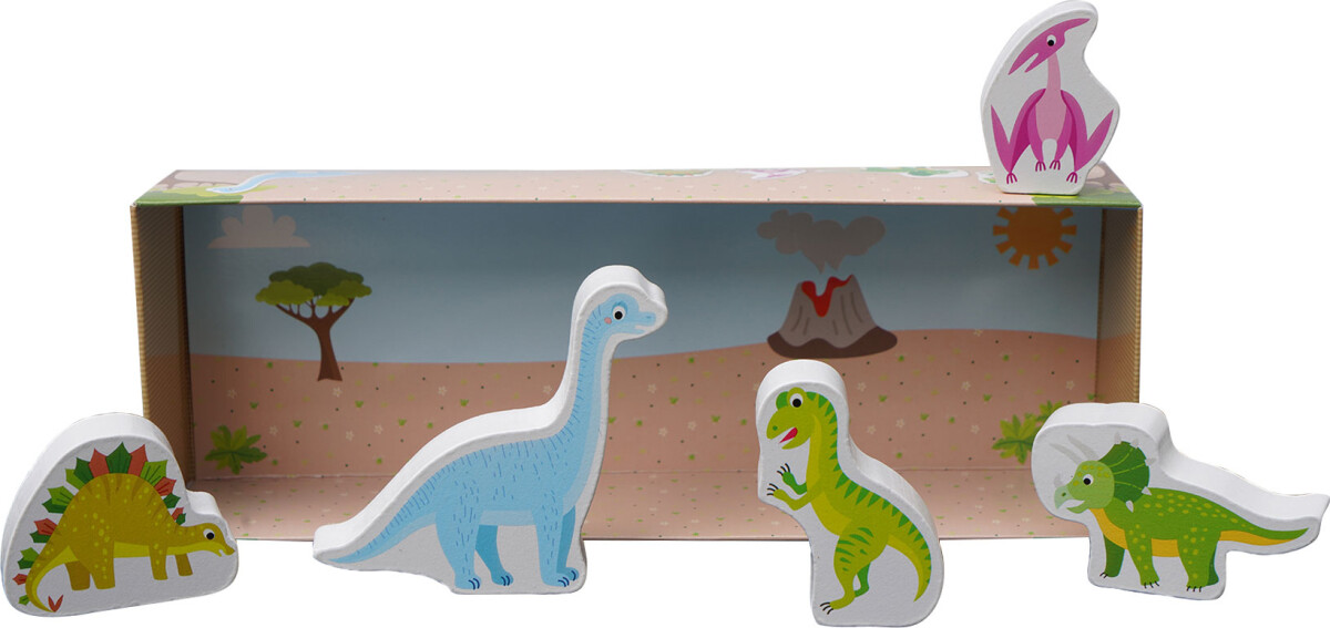 My Little Toy Box - Dinosaur Figurer I Træ - Barbo Toys