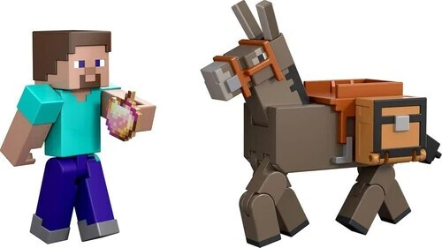 Minecraft - Figur Sæt - Steve Og Donkey - 2-Pak