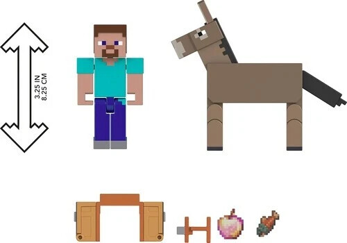 Minecraft - Figur Sæt - Steve Og Donkey - 2-Pak