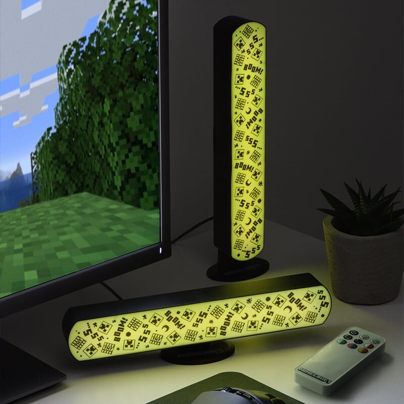 Minecraft - Light Bar - Lampe Til Børn - 2 Stk Med Fjernbetjening