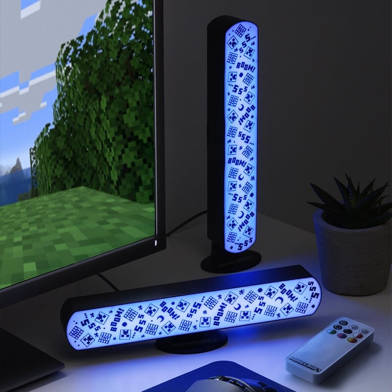 Minecraft - Light Bar - Lampe Til Børn - 2 Stk Med Fjernbetjening